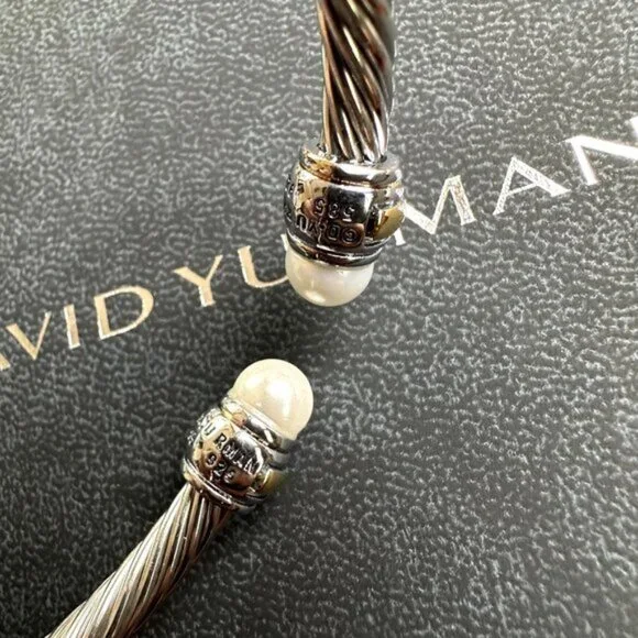 David Yurman Cable Classics Pearls & 14K Gold 7mm Cable Cuff Bracelet - Picture 4 of 5